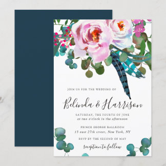 Boho Peonies Botanical Wedding Einladung