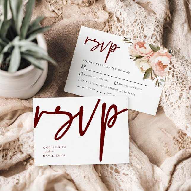 Boho Peonies Floral Wedding RSVP Karte (Von Creator hochgeladen)