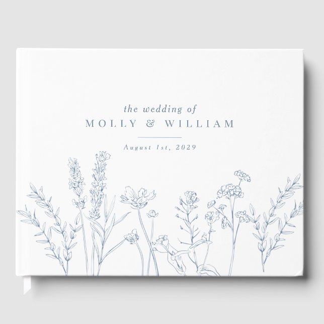 Boho Periwinkle Fleur sauvage bleu Mariage livre d (Recto)