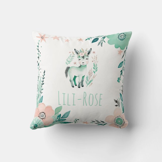 Boho personnalisé bébé âne Coussin Pastel Green (Verso)