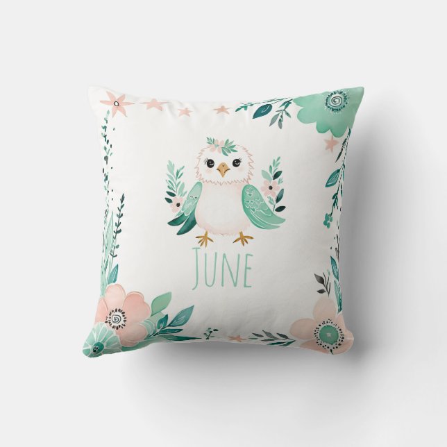 Boho personnalisé bébé Coussin Pastel Green (Verso)