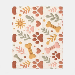 Boho Pet Blanket | Cozy Paw Print & Heart Design Fleecedecke