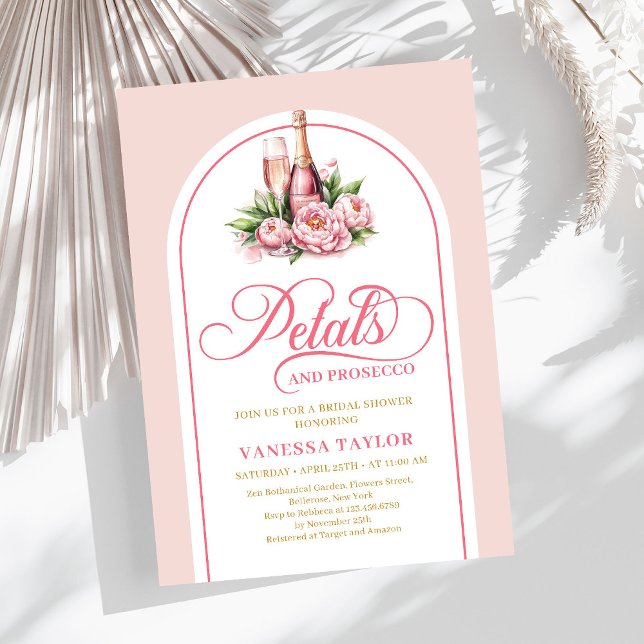 Boho petals and prosecco invite blush gold tones einladung (Boho petals and prosecco invite blush gold tones

)