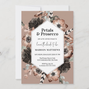 Boho Petals und Prosecco Brautparty Einladung