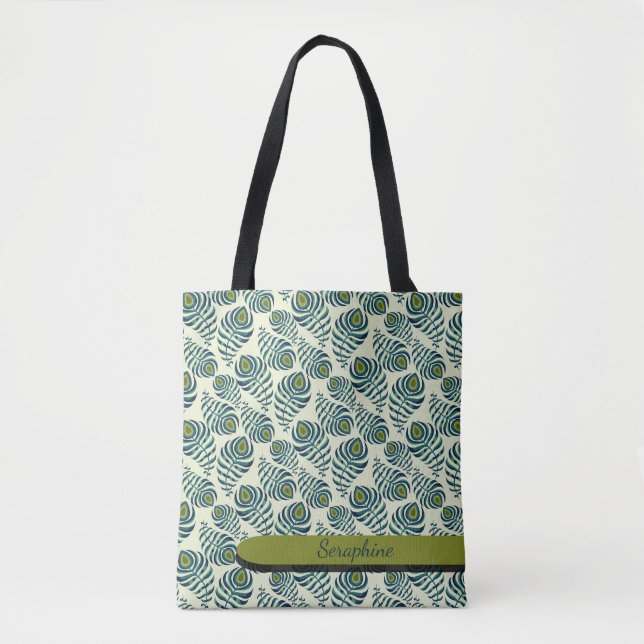 Boho-Pfauenfeder-Tasche Tasche (Vorderseite)
