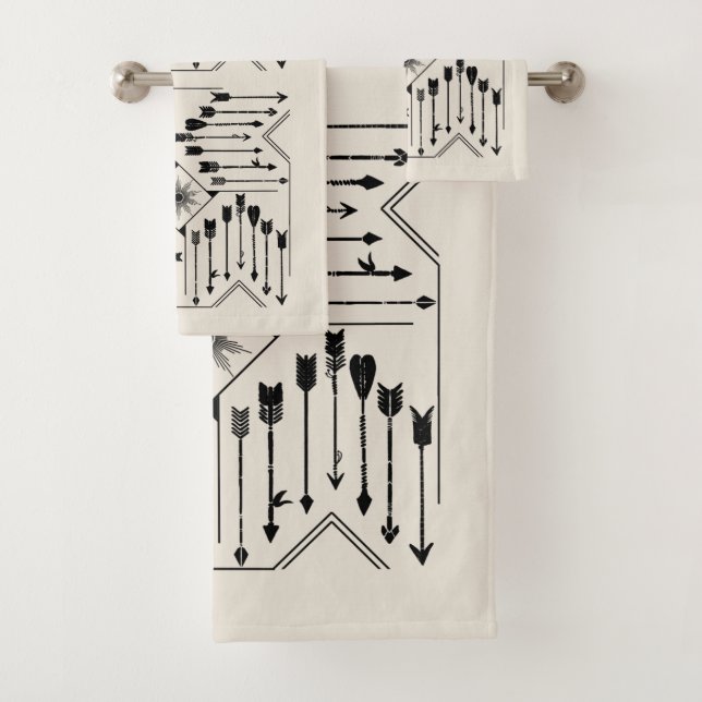 Boho Pfeile und Sun V12 Sq ID748 Badhandtuch Set (Insitu)