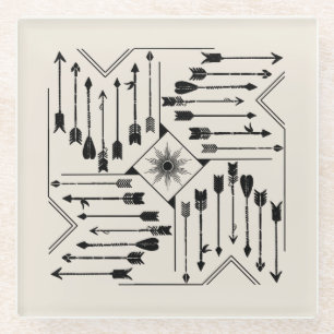 Boho Pfeile und Sun V12 Sq ID748 Glasuntersetzer