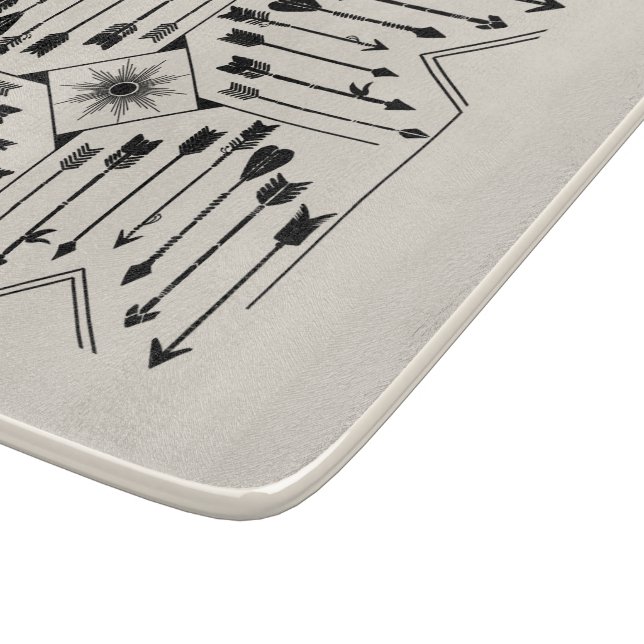 Boho Pfeile und Sun V12 Sq ID748 Schneidebrett (Ecke)