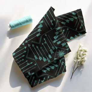 Boho Pfeile und Sun V6 Aquamarin Black ID748 Stoff