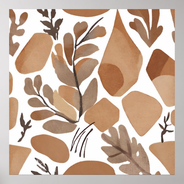 Boho Pferd Leaf Botanischer Kunststil Einfache Mod Poster (Vorne)