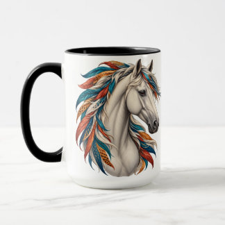 Boho-Pferd mit gefiederter Mähne Tasse