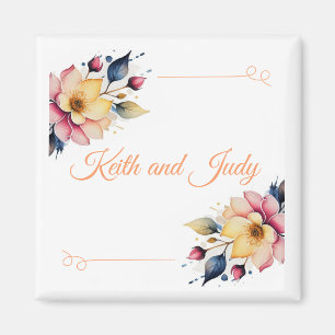 Boho Pfirsich Blumen Magnet