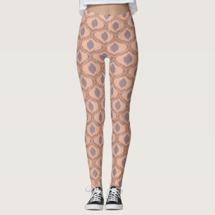 Boho Pfirsich Mauve Ikat Muster Leggings