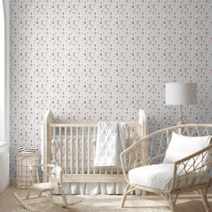 Boho Pfirsich- und Rosawildblumen Botanicals Tapete