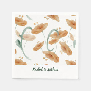 Boho-Pfirsich-Wildblumen- & Salbei-Grün-Hochzeit Serviette