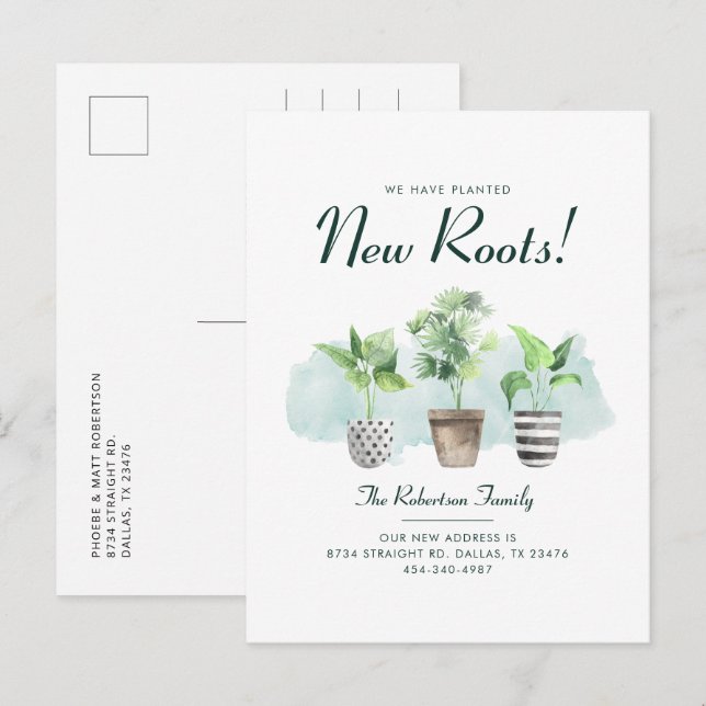 Boho-Pflanze - Adressenänderung Ankündigungspostkarte (Vorne/Hinten)