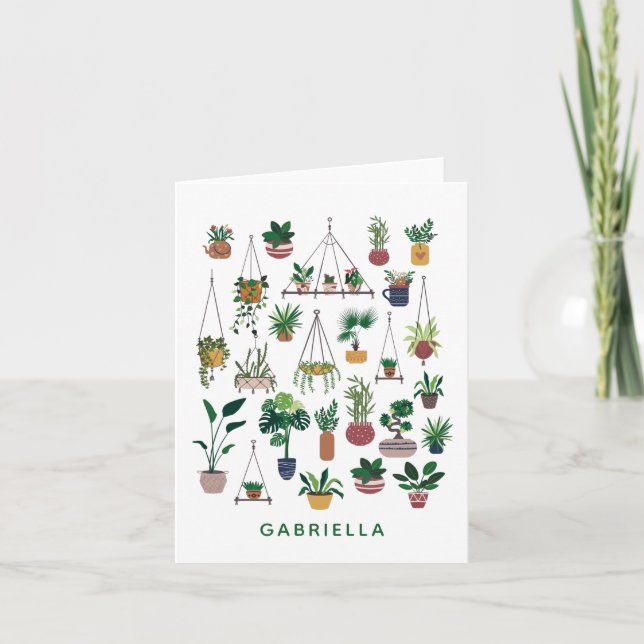 Boho Pflanze Lady Illustration Kunst Personalisier (Vorderseite)