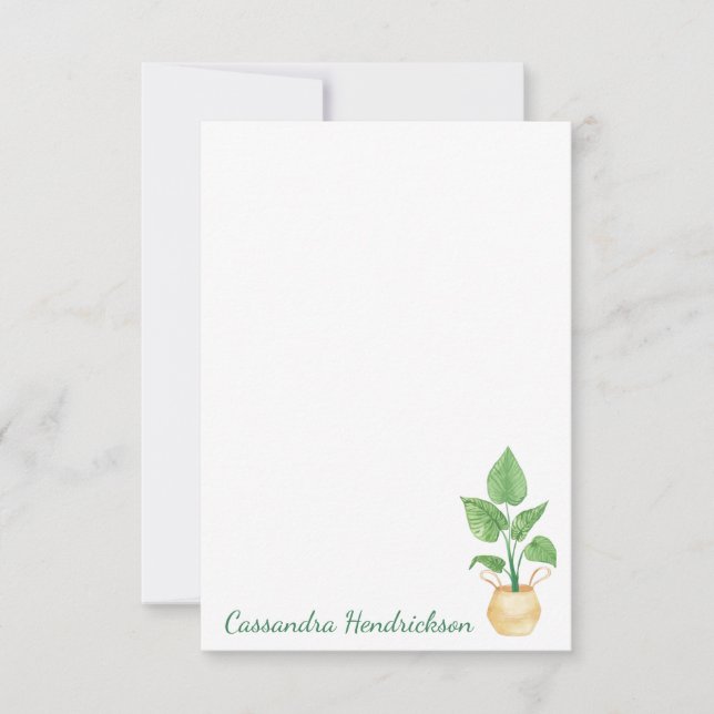 Boho Pflanze Modernes Minimalistisches Personalisi Mitteilungskarte (Vorderseite)