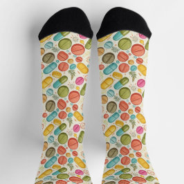 Boho Pharmacy Socken mit Blume & Pillen in Earthy