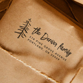 Boho Pine Tree Rustikal Moderne Rücksendeadresse Gummistempel