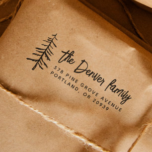 Boho Pine Tree Rustikal Moderne Rücksendeadresse Gummistempel