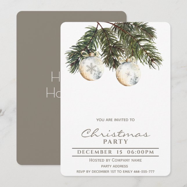 Boho Pinienküche Weihnachtsbällchen Urlaub Einladung (Vorne/Hinten)