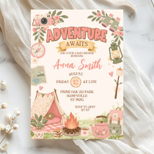 Boho Pink Abenteuer erwartet Baby Shower Einladung