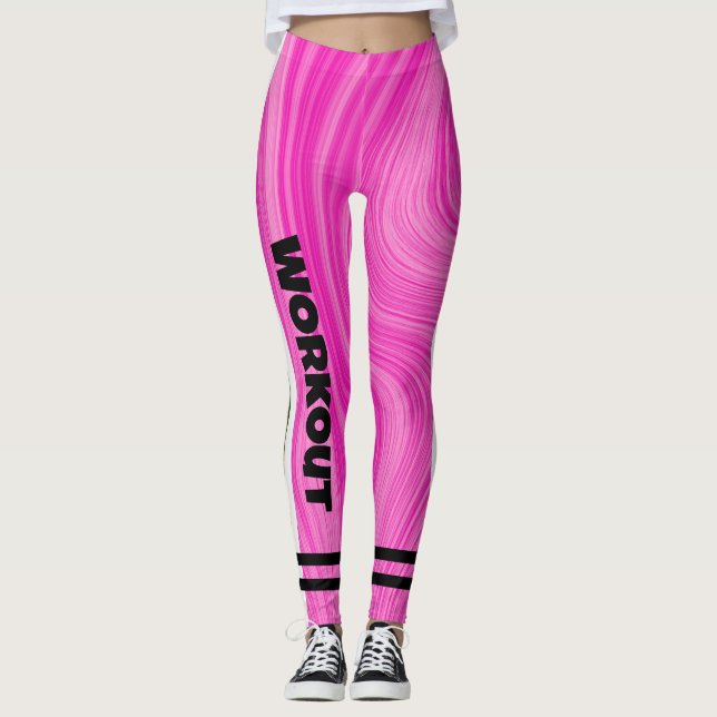 Boho pink Agate Marmor l Workout Niedlich Pink Leggings (Vorderseite)