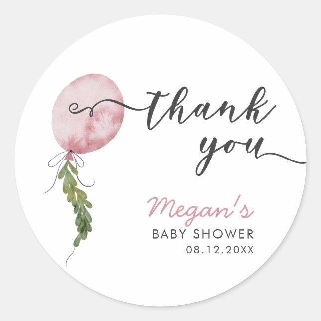 Boho Pink Balloon Garland Baby Showvorteil Runder Aufkleber (Vorderseite)