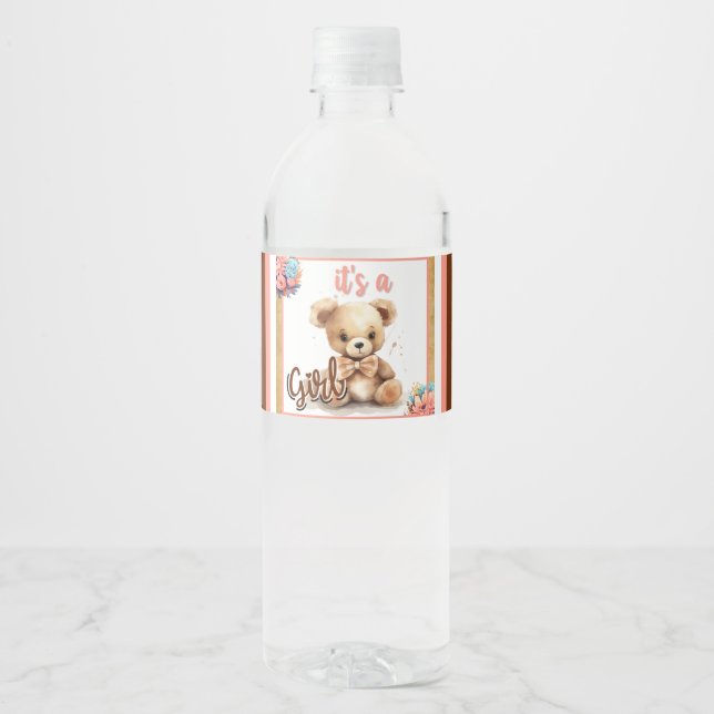 Boho Pink Bear Baby Dusche (Vorderseite)