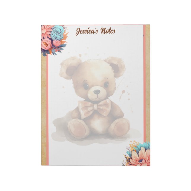 Boho Pink Bear Baby Dusche Notizblock (Rotiert)