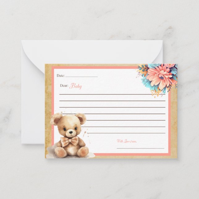 Boho Pink Bear Baby Dusche Sehr geehrte Kinderkart Mitteilungskarte (Vorderseite)