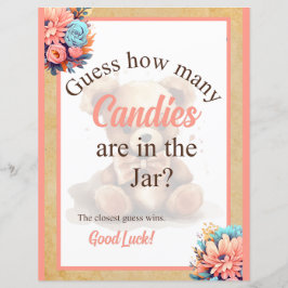 Boho Pink Bear Baby Shower Candy Jar Game