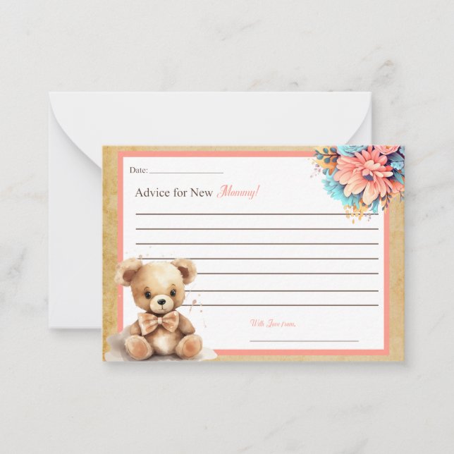 Boho Pink Bear Baby shower Conseils pour la carte  (Devant)