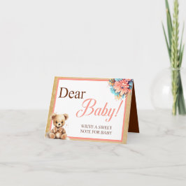 Boho Pink Bear Babydusche Sehr geehrte Kinderkarte Karte