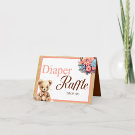 Boho Pink Bear Babydusche Windelwanne Raffle Drop Karte