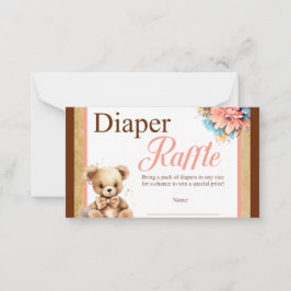 Boho Pink Bear Babydusche Windelwaschmaschine Falt Mitteilungskarte