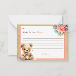 Boho Pink Bear Babyduschempfehlung für Mommy Card Mitteilungskarte
