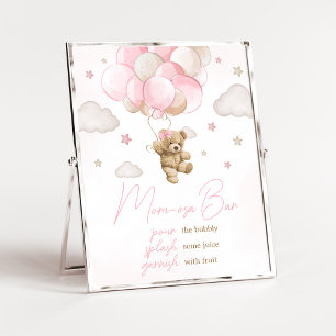 Boho Pink Bear Balloon Baby Dusche Mama Osa Bar Poster