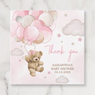 Boho Pink Bear Balloon Babydusche Geschenkanhänger