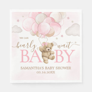 Boho Pink Bear Balloon Babydusche Serviette