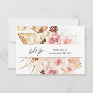 Boho Pink & Beige Pampas mit UAWG RSVP Karte