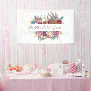 Boho Pink Blau Lila Blumen Hochzeitsdusche Banner