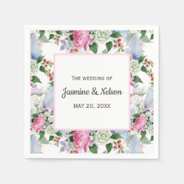 BOHO PINK BLUE LILAC PERSONALISIERT WEDD SERVIETTE