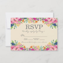 Boho Pink Blue Yellow Flowers Hochzeit