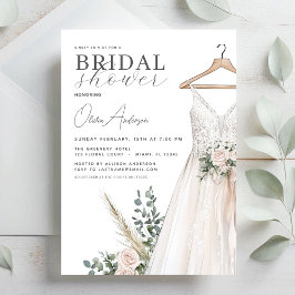 Boho Pink Blume und Grünes Brautparty Einladung