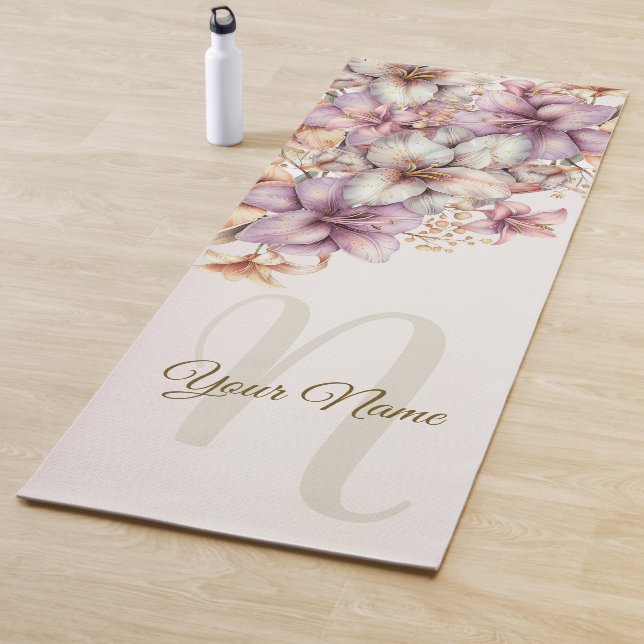 Boho Pink Blume Wasserfarben Elegant Stilvoll Yogamatte (Beispiel)
