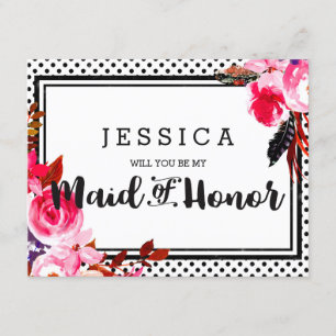 Boho Pink Blumenmuster Wirst du meine Trauzeugin s Einladung