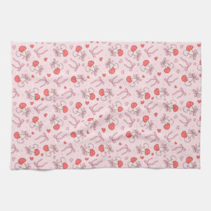 Boho Pink Bow & Berries Geschirrtuch