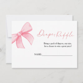 Boho Pink Bow Daiper Raffle für Babyduschkarte Einladung
